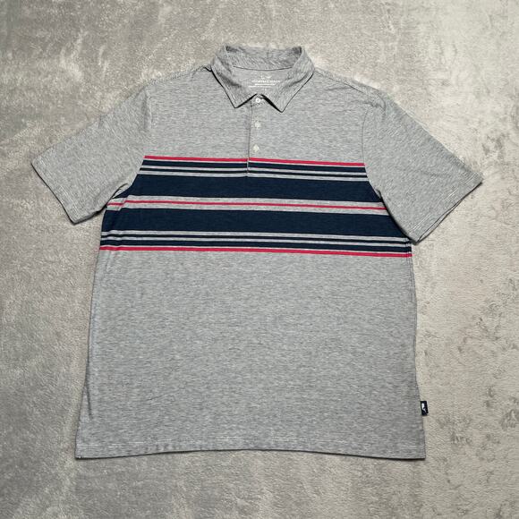 Vineyard Vines Polo Shirt Mens Large Grey Striped Smart Casual Preppy Basic - Picture 1 of 7